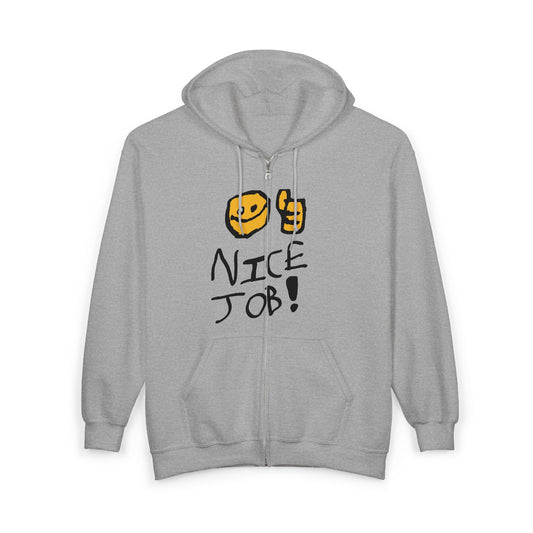 Hoodie with Nice Job on the front, and Martian Racing on the back