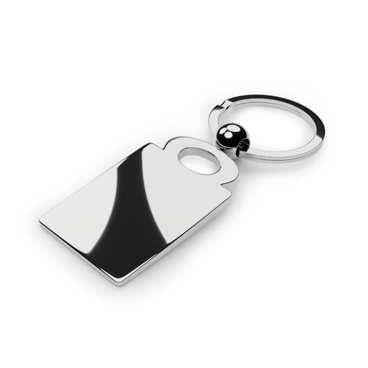 Martian Racing Mascot Photo Rectangle Keyring — Personalized Metal Keychain