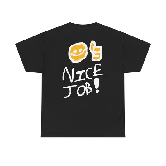 Martian Racing T‑Shirt — Retro Alien Mascot Tee with “Nice Job!” Back Design