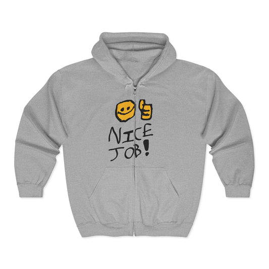 Hoodie with Nice Job on the front, and Martian Racing on the back