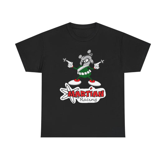 Martian Racing T‑Shirt — Retro Alien Mascot Tee with “Nice Job!” Back Design