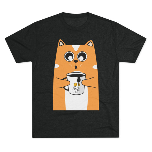 Nate's Cute Cat Coffee Tee with "Nice Job" mug