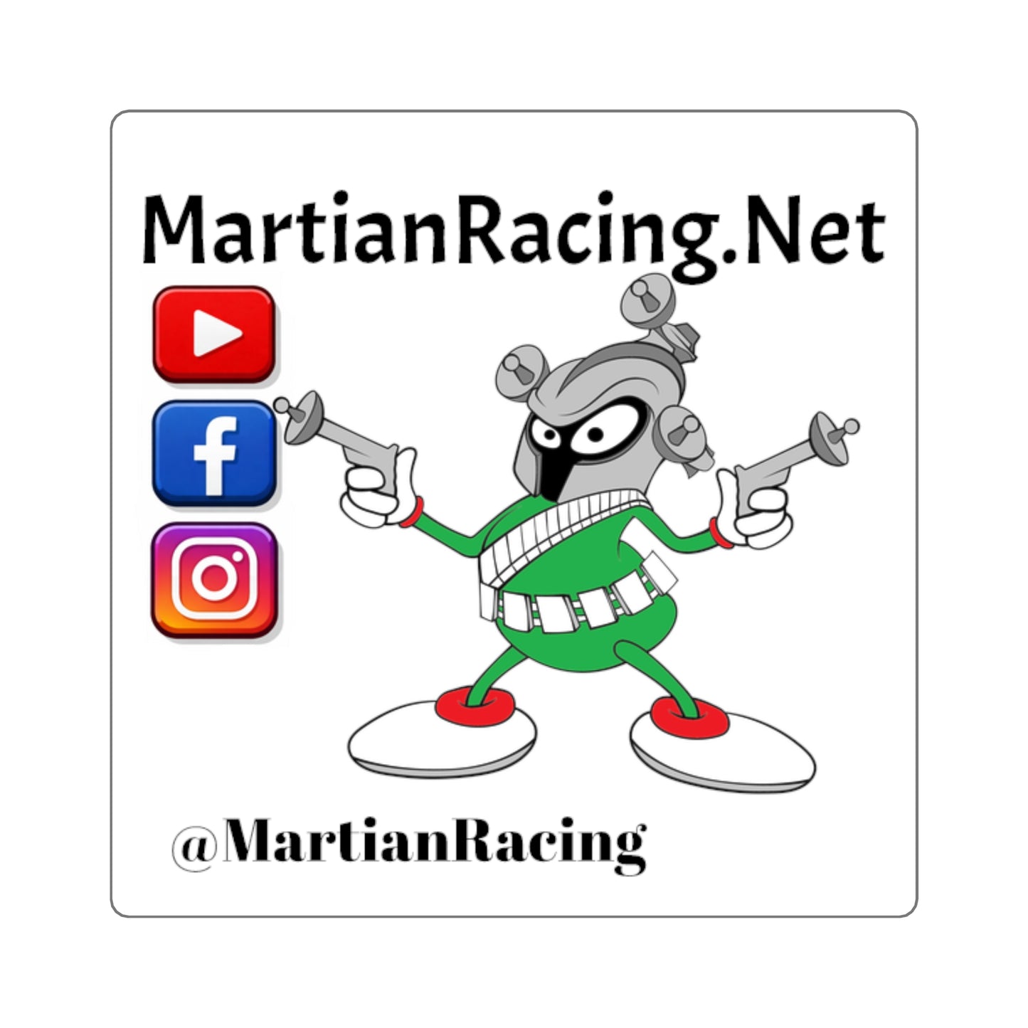 Martian Racing Social Media Square Sticker — YouTube, Facebook & Instagram Promo Sticker