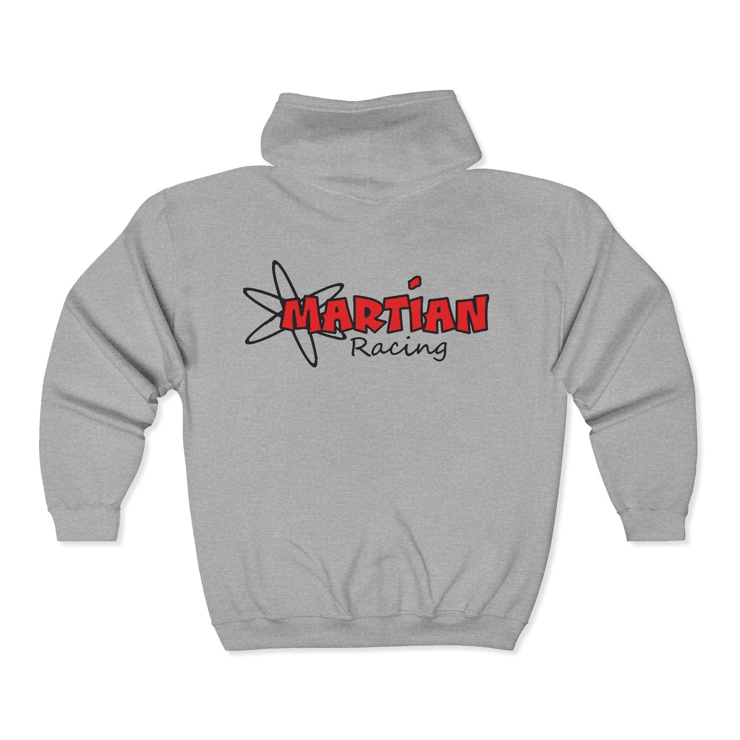 Hoodie with Nice Job on the front, and Martian Racing on the back