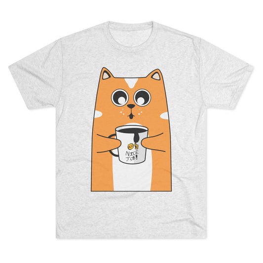 Nate's Cute Cat Coffee Tee with "Nice Job" mug